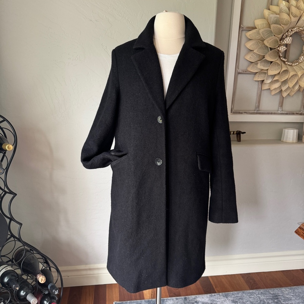 Sam Edelman Jacket Womens Medium Length Black Wool Blend Winter Coat Size 2XL